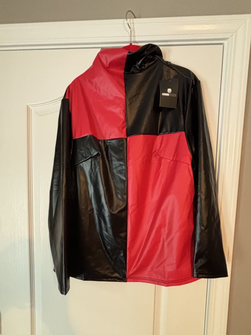 Black and Red Color Blocked Faux Leather Top Size 1x